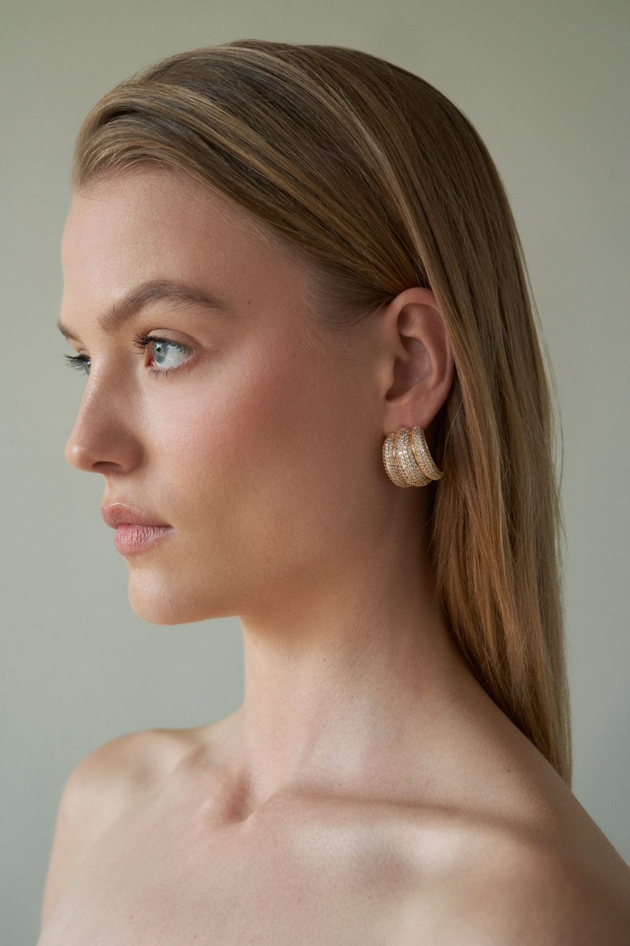 Earrings Lili Claspe | Pave Elsa Shield Earrings