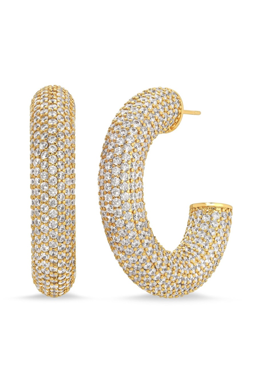 Earrings Lili Claspe | Medium Pave Sloane Hoops