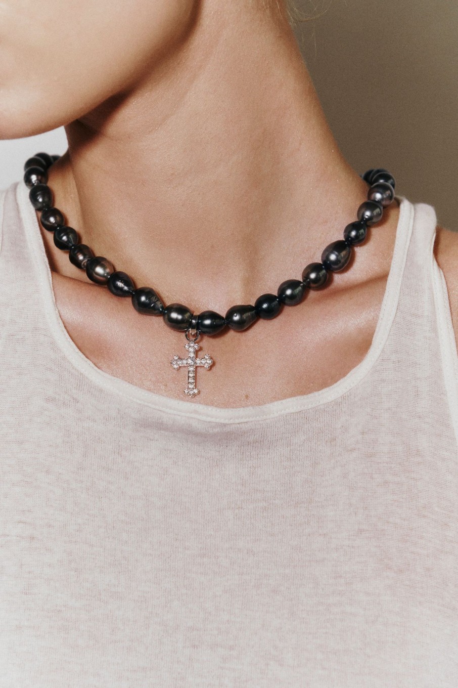 Necklaces Lili Claspe | Pave Gala Cross Charm